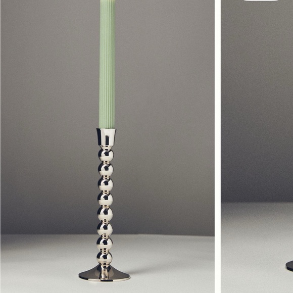 Anthropologie NIB “Sold Out” Set of 2 Small Silver Lumiere Candle Holders - Picture 2 of 12